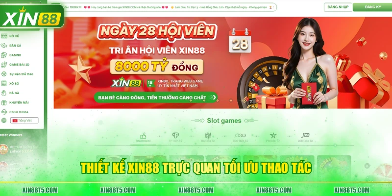 Thiết kế XIN88 trực quan tối ưu thao tác